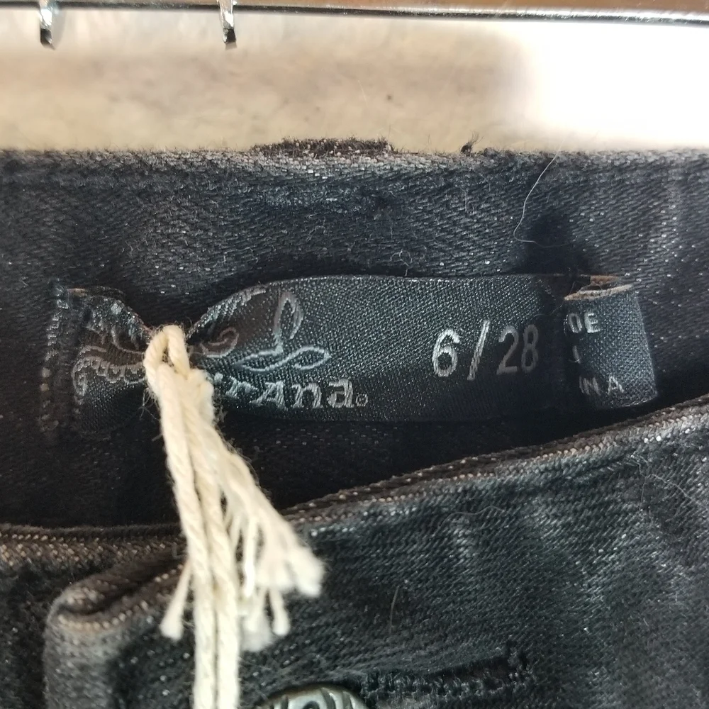 Prana London black denim jean raw hem shorts